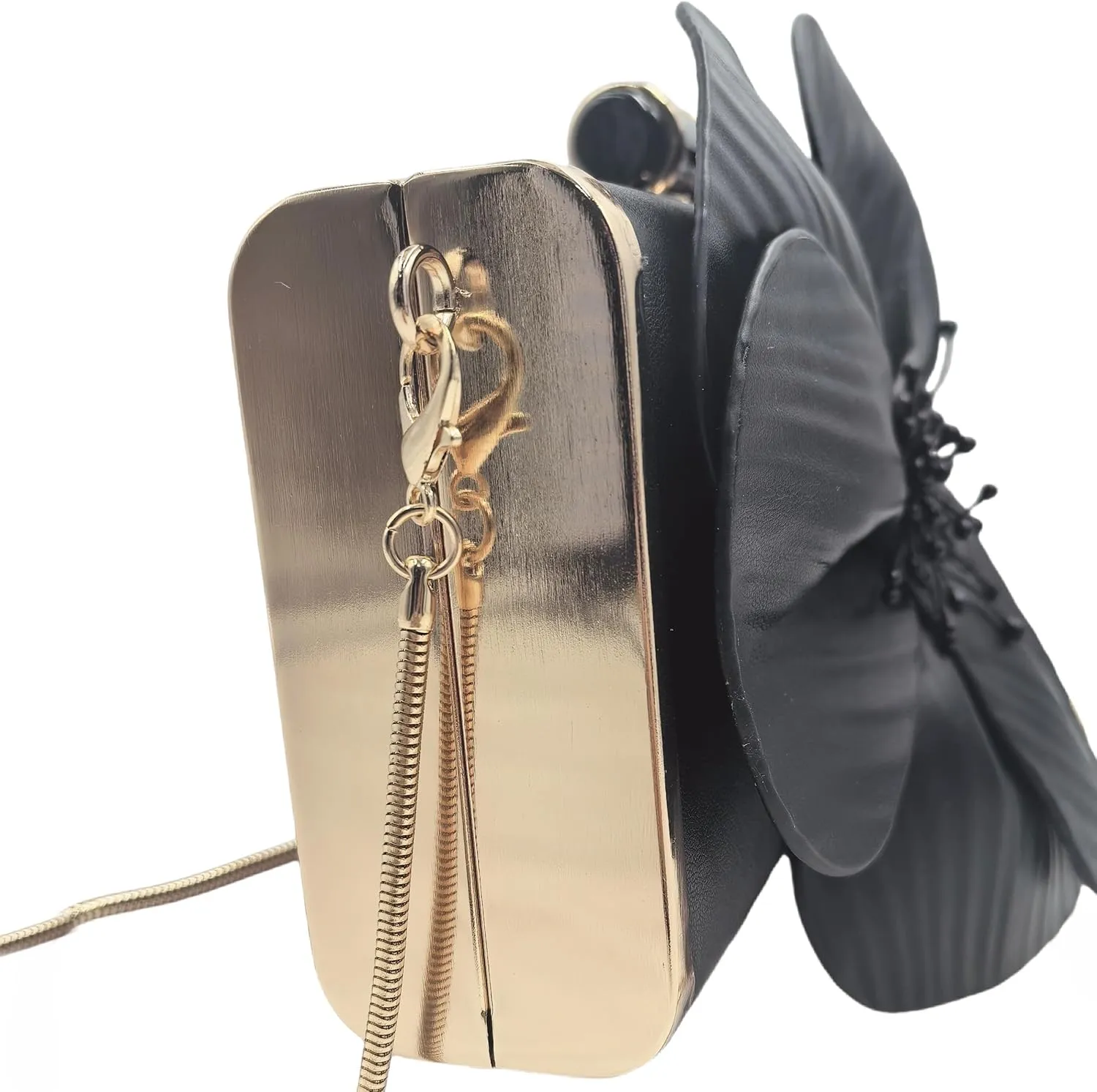 3D Floral PU Leather Clutch for Wedding Party Prom - Elegant Evening Bag with Detachable Chain