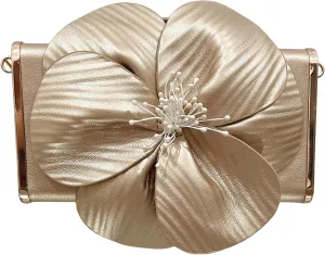 3D Floral PU Leather Clutch for Wedding Party Prom - Elegant Evening Bag with Detachable Chain