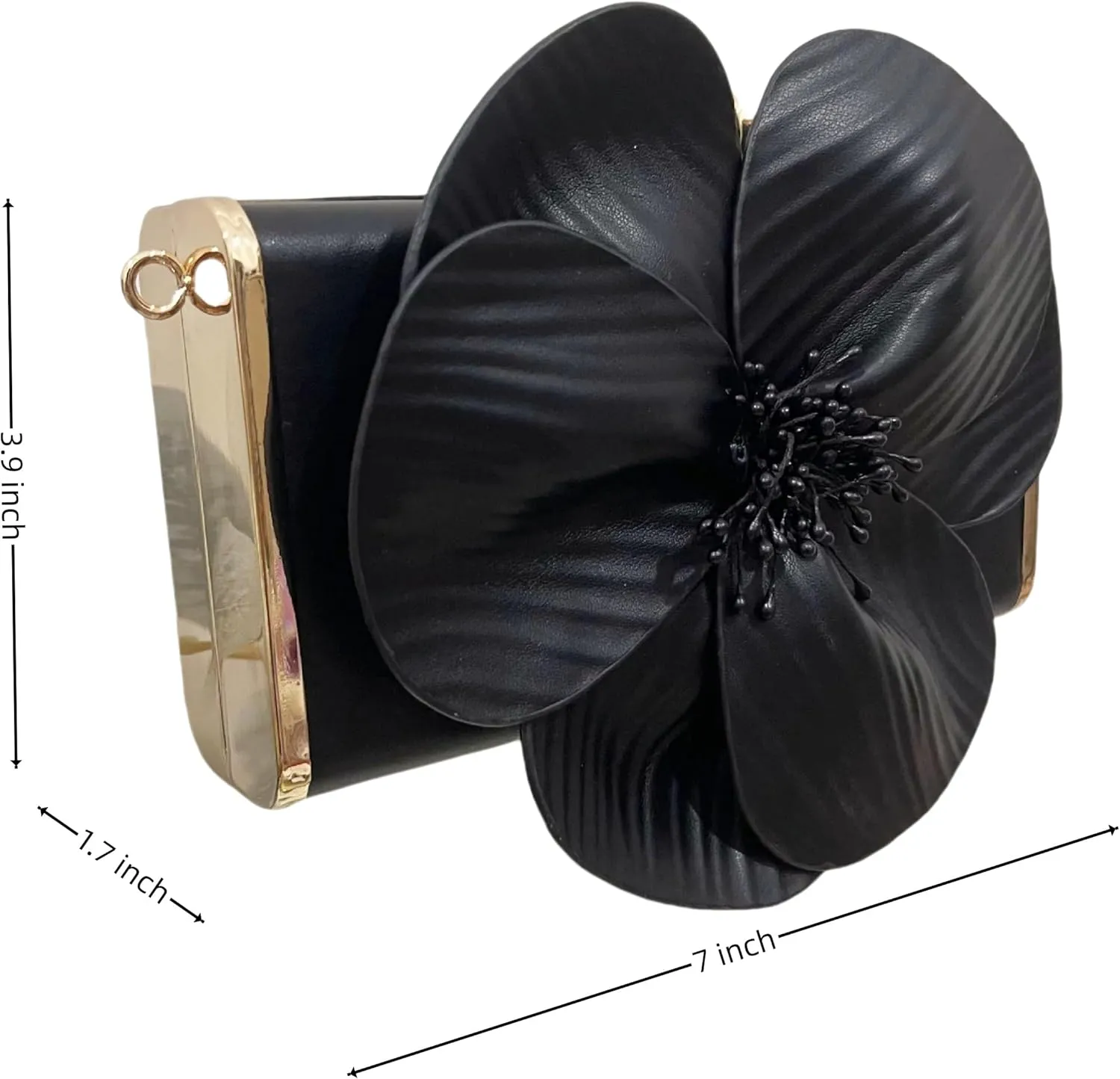 3D Floral PU Leather Clutch for Wedding Party Prom - Elegant Evening Bag with Detachable Chain
