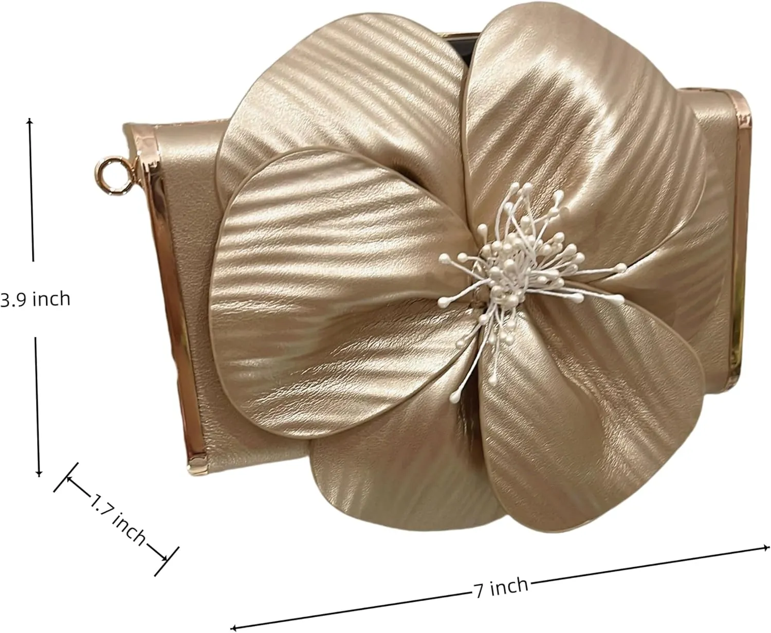 3D Floral PU Leather Clutch for Wedding Party Prom - Elegant Evening Bag with Detachable Chain