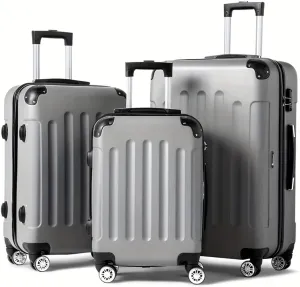 3pcs Luggage with Corner Protectors Large Capacity Suitcase Lightweight Travel with TSA Lock 20/24/28-Inch (Grey)