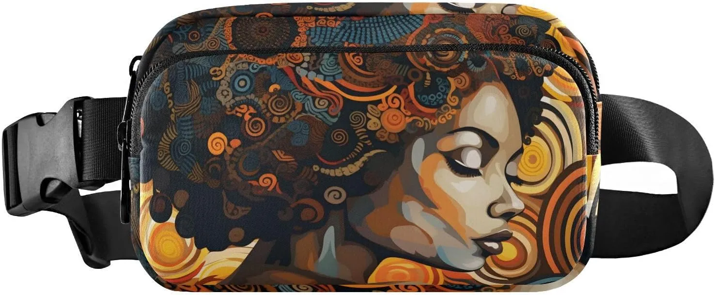 Abstruct American African Fanny Pack Hip Bag Belt Bag for Women Man Fashion Waist Pack Water-repellent Crossbody Bag for Halloween Costumes Running Hiking Jogging Travel Sport