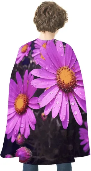 Adult Cloak Throw Robe Wearable Cape Hoodie Poncho Summer Purple Flower Halloween Cape Blanket for Halloween Costumes