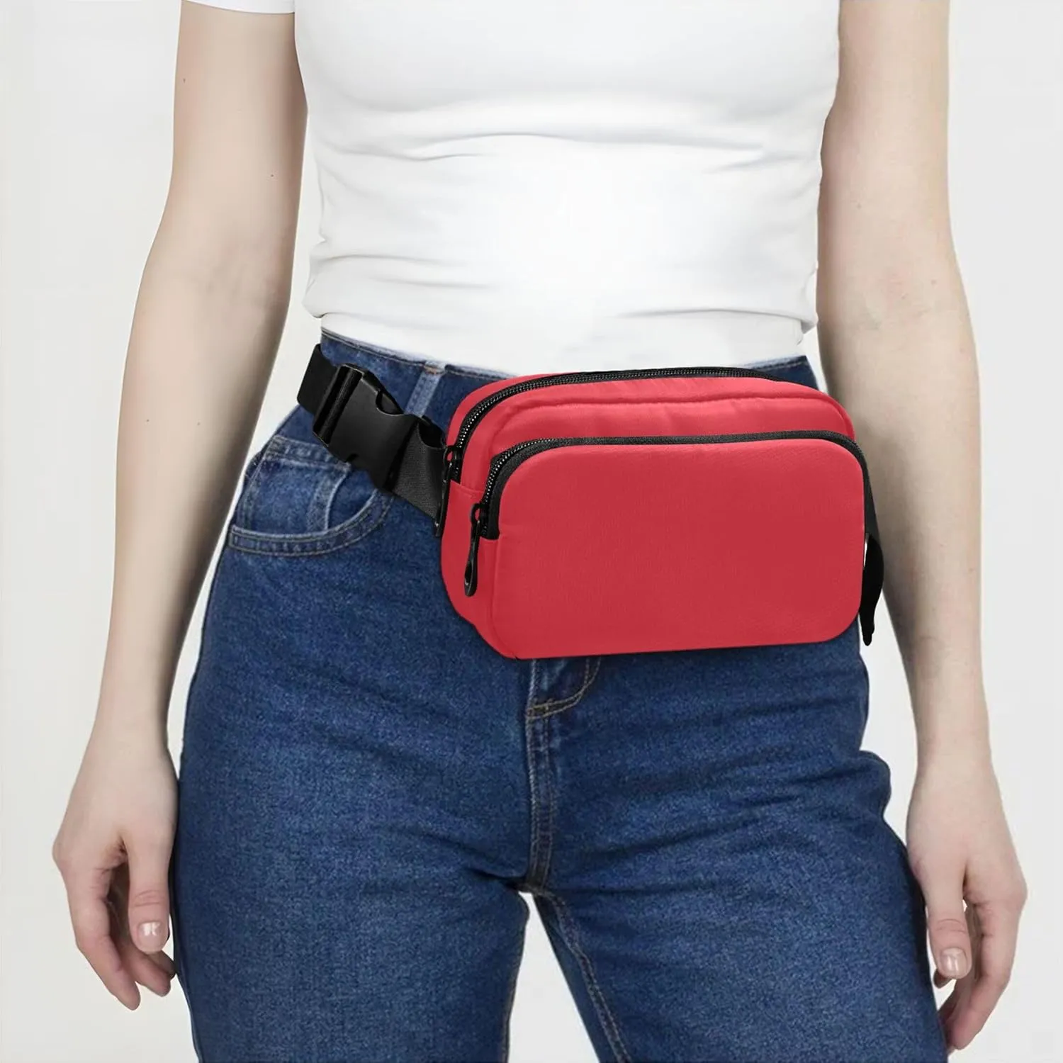 Alizarin Crimson Waterproof Fanny Packs Women Hip Bag Belt Purse Hiking Cross Body Waist Purse