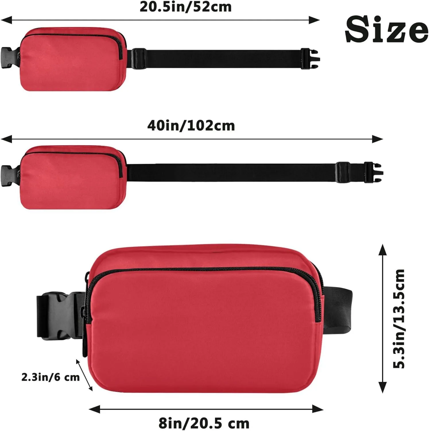 Alizarin Crimson Waterproof Fanny Packs Women Hip Bag Belt Purse Hiking Cross Body Waist Purse