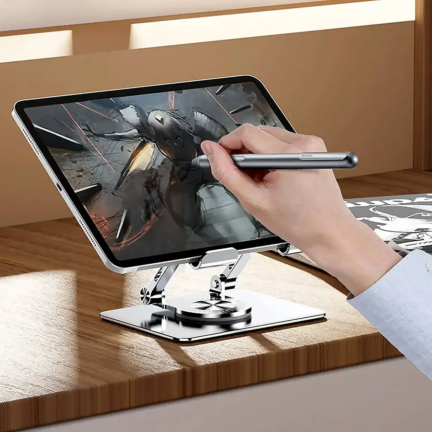 Aluminum Alloy 360Rotating Bracket, Adjustable Laptop Stand, Portable Foldable Ergonomic Laptop Support