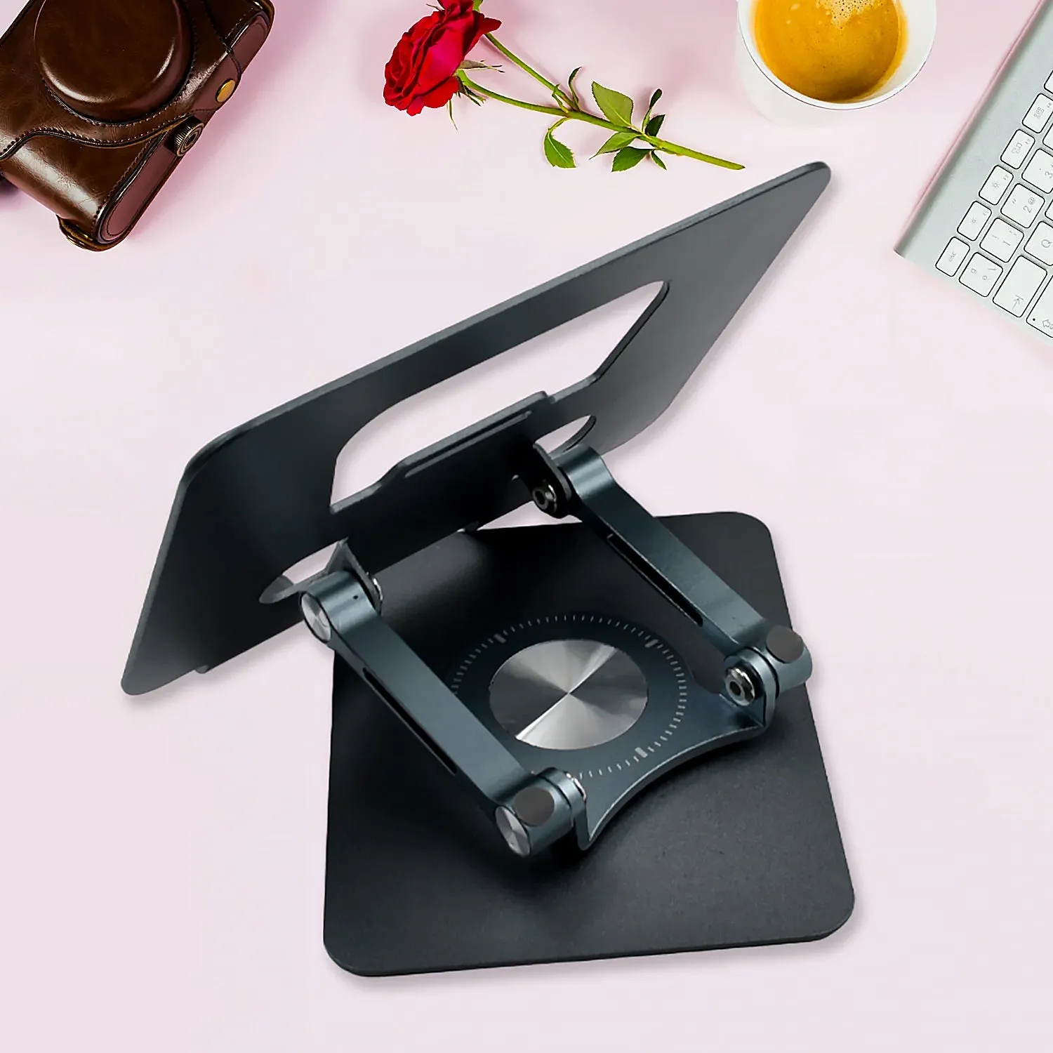 Aluminum Alloy 360Rotating Bracket, Adjustable Laptop Stand, Portable Foldable Ergonomic Laptop Support