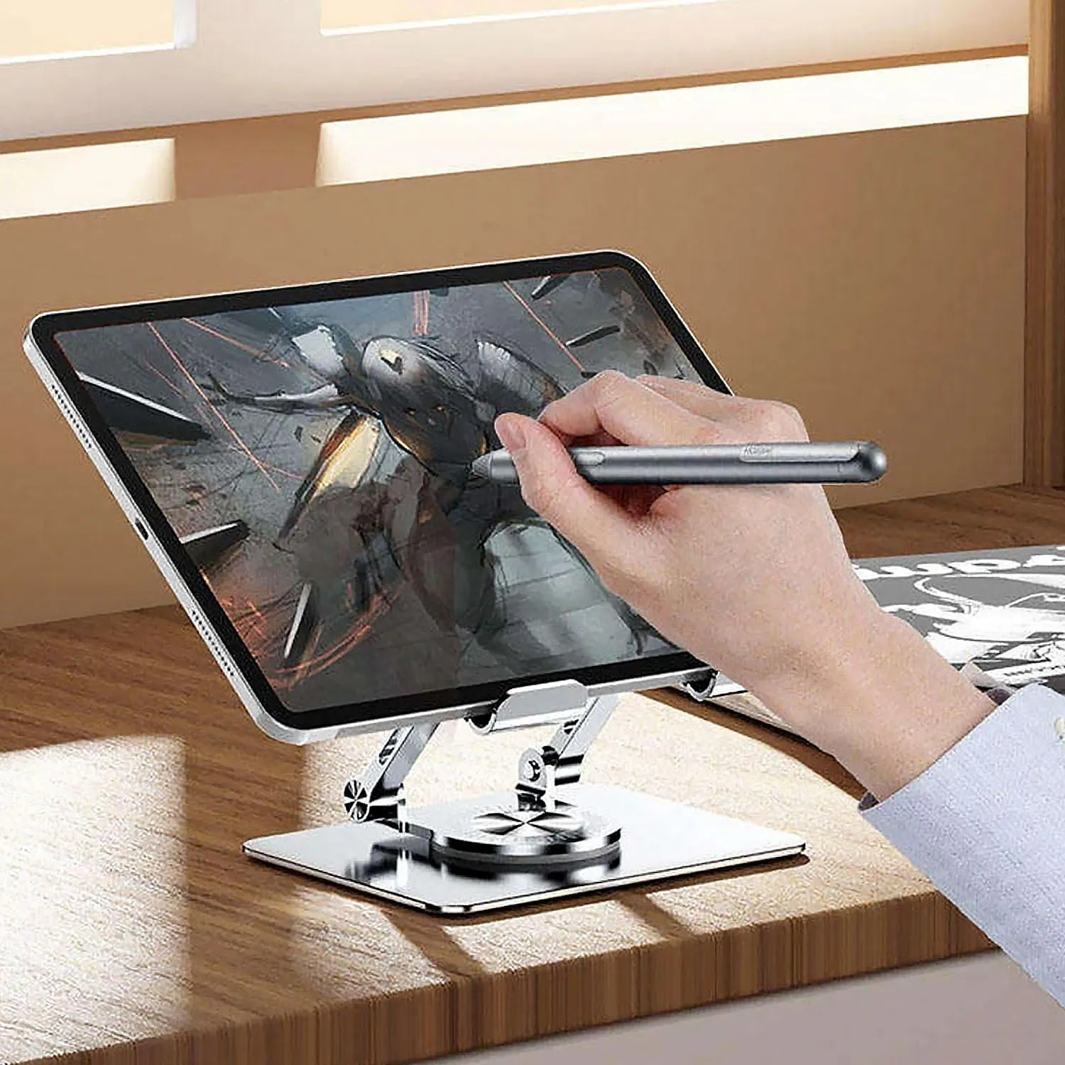 Aluminum Alloy 360Rotating Bracket, Adjustable Laptop Stand, Portable Foldable Ergonomic Laptop Support