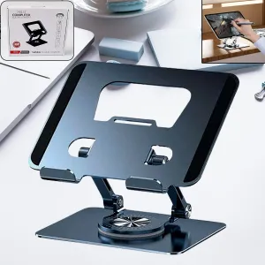 Aluminum Alloy 360Rotating Bracket, Adjustable Laptop Stand, Portable Foldable Ergonomic Laptop Support