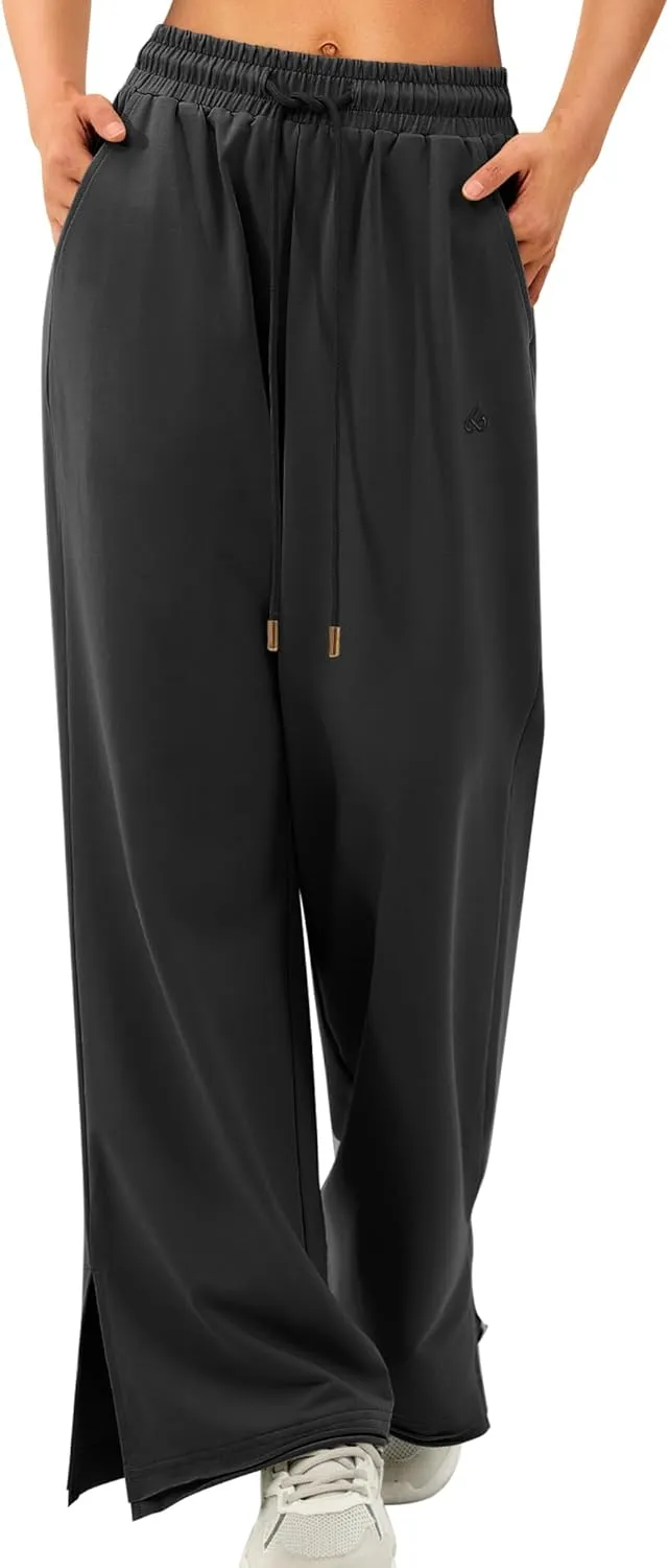 Amoretu Women Sweatpants Baggy Wide Leg Drawstring Pants with Deep Pockets Trendy High Waist Lounge Pants