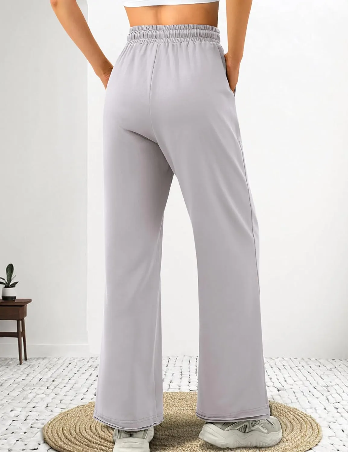 Amoretu Women Sweatpants Baggy Wide Leg Drawstring Pants with Deep Pockets Trendy High Waist Lounge Pants