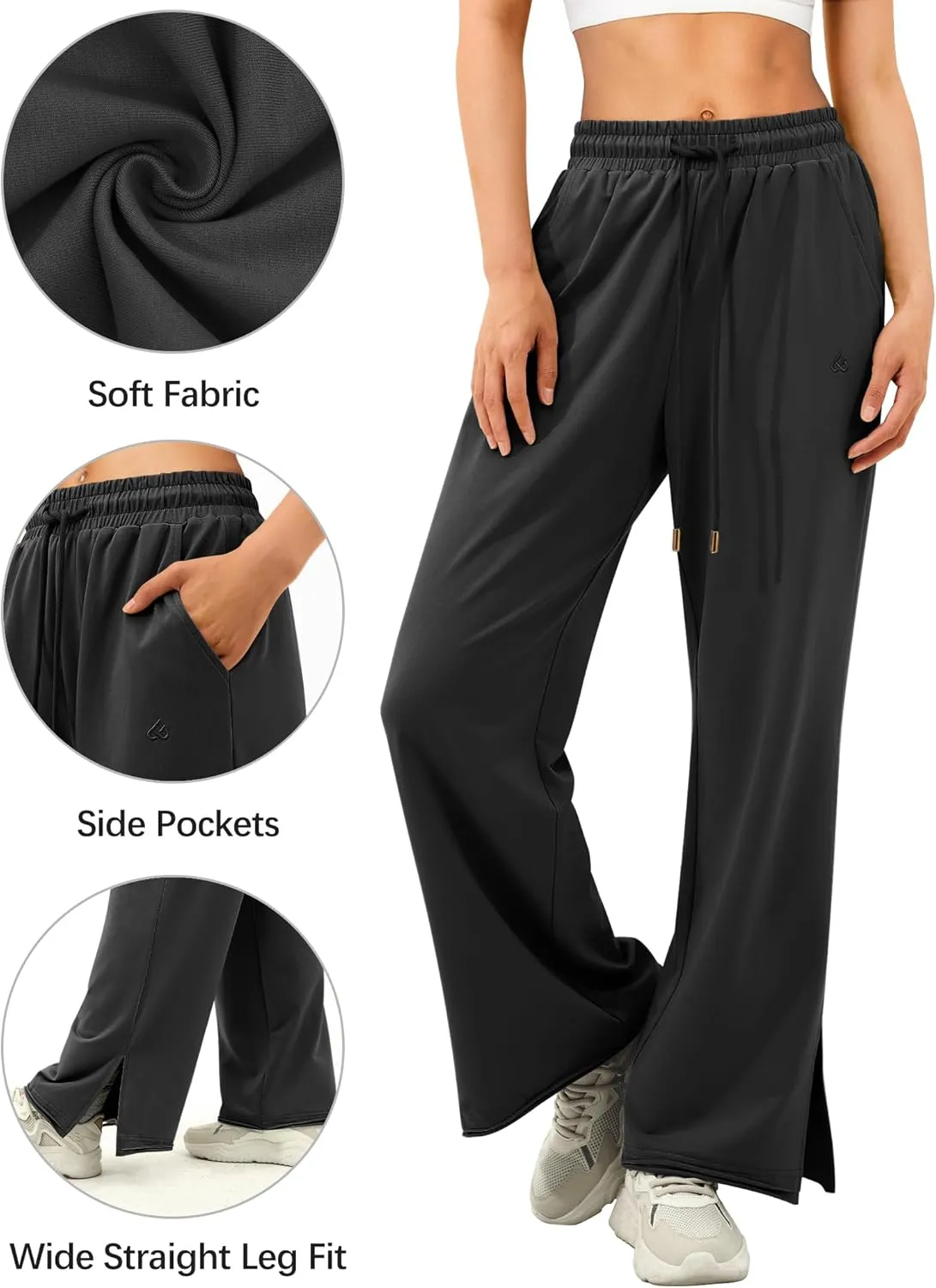 Amoretu Women Sweatpants Baggy Wide Leg Drawstring Pants with Deep Pockets Trendy High Waist Lounge Pants