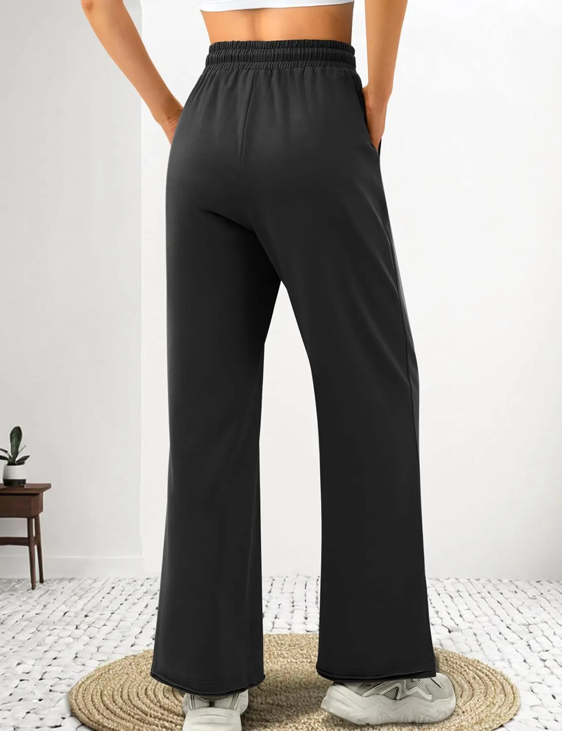 Amoretu Women Sweatpants Baggy Wide Leg Drawstring Pants with Deep Pockets Trendy High Waist Lounge Pants