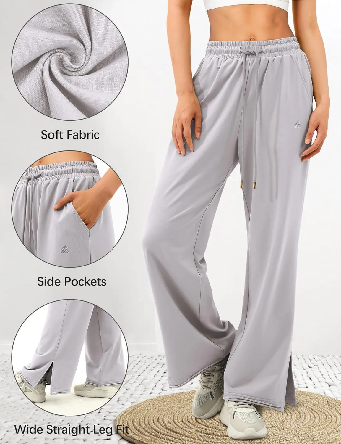 Amoretu Women Sweatpants Baggy Wide Leg Drawstring Pants with Deep Pockets Trendy High Waist Lounge Pants