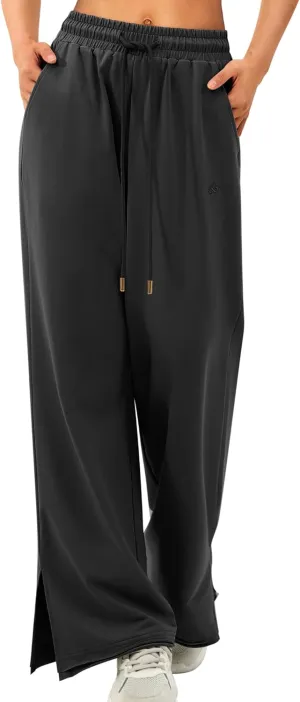 Amoretu Women Sweatpants Baggy Wide Leg Drawstring Pants with Deep Pockets Trendy High Waist Lounge Pants