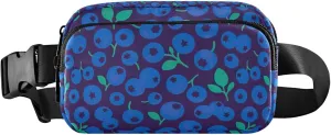 Blueberry Floral Blue Fanny Packs Women Large Hip Belt Bag Waterproof Funny Crossbody Waist Bag