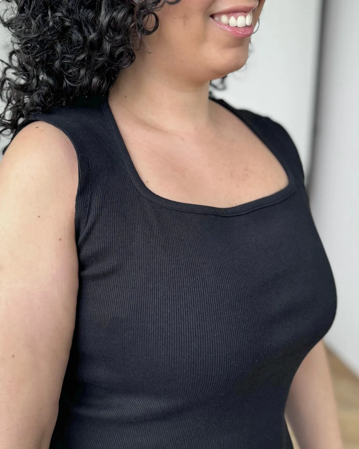 BRIDGETTE rib knit tank in Black
