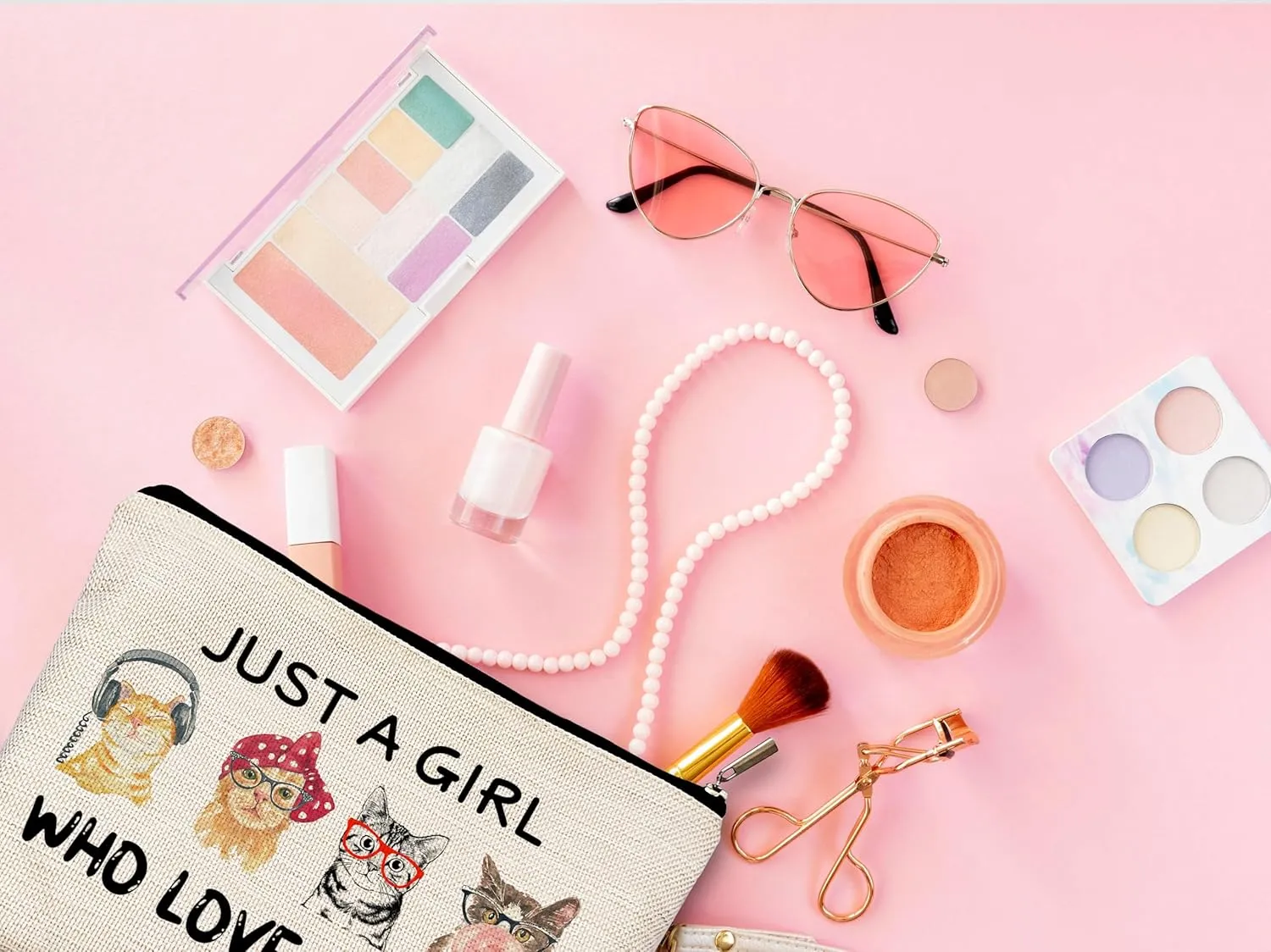 Cat Cosmetic Bag - Just A Girl Who Loves Cats, Funny Cat Gift With Zipper