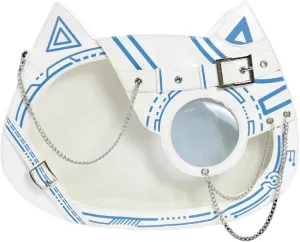 Cat Ita Bag Pin Display Backpack Cyberpunk Purse Luminous Single Shoulder Crossbody Reflection Handbag (White blue(luminous))