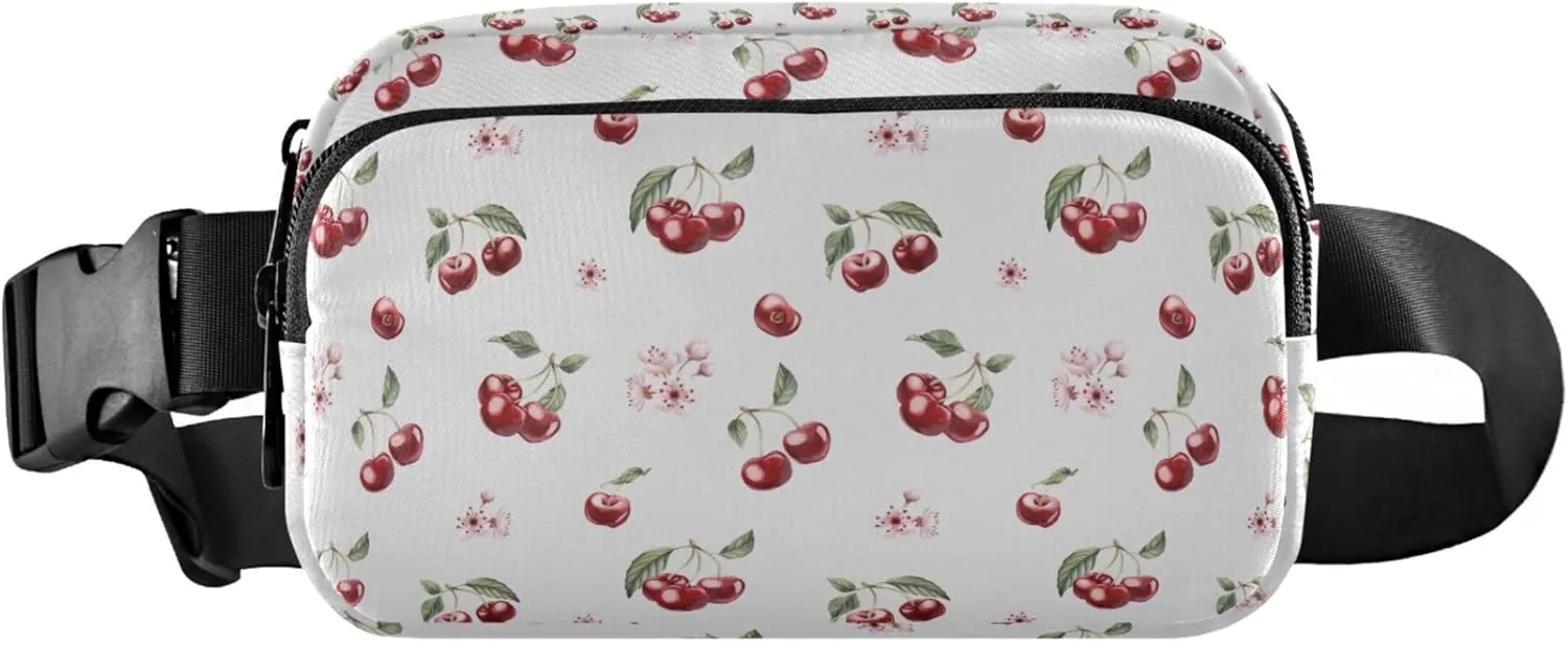 Cherry Berries Floral Fanny Packs for Women Waterproof Everywhere Belt Bag Cute Waist Pouch for Women