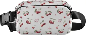 Cherry Berries Floral Fanny Packs for Women Waterproof Everywhere Belt Bag Cute Waist Pouch for Women