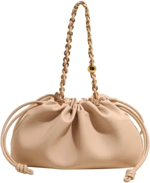 Chic Cloud Bag Womens Chain Purse Vegan Leather Drawstring Tote Handbag Hobo Satchel Purse Travel Work Shoulder Bag 2025