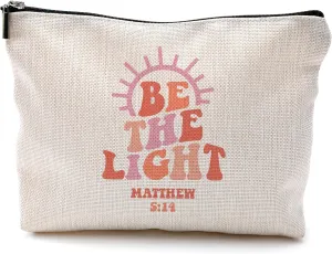 Christian Gifts for Women,Bible Verse Makeup Bag,Be The Light Cosmetic Bags With Zipper,Makeup Bag Gifts for Christian Women