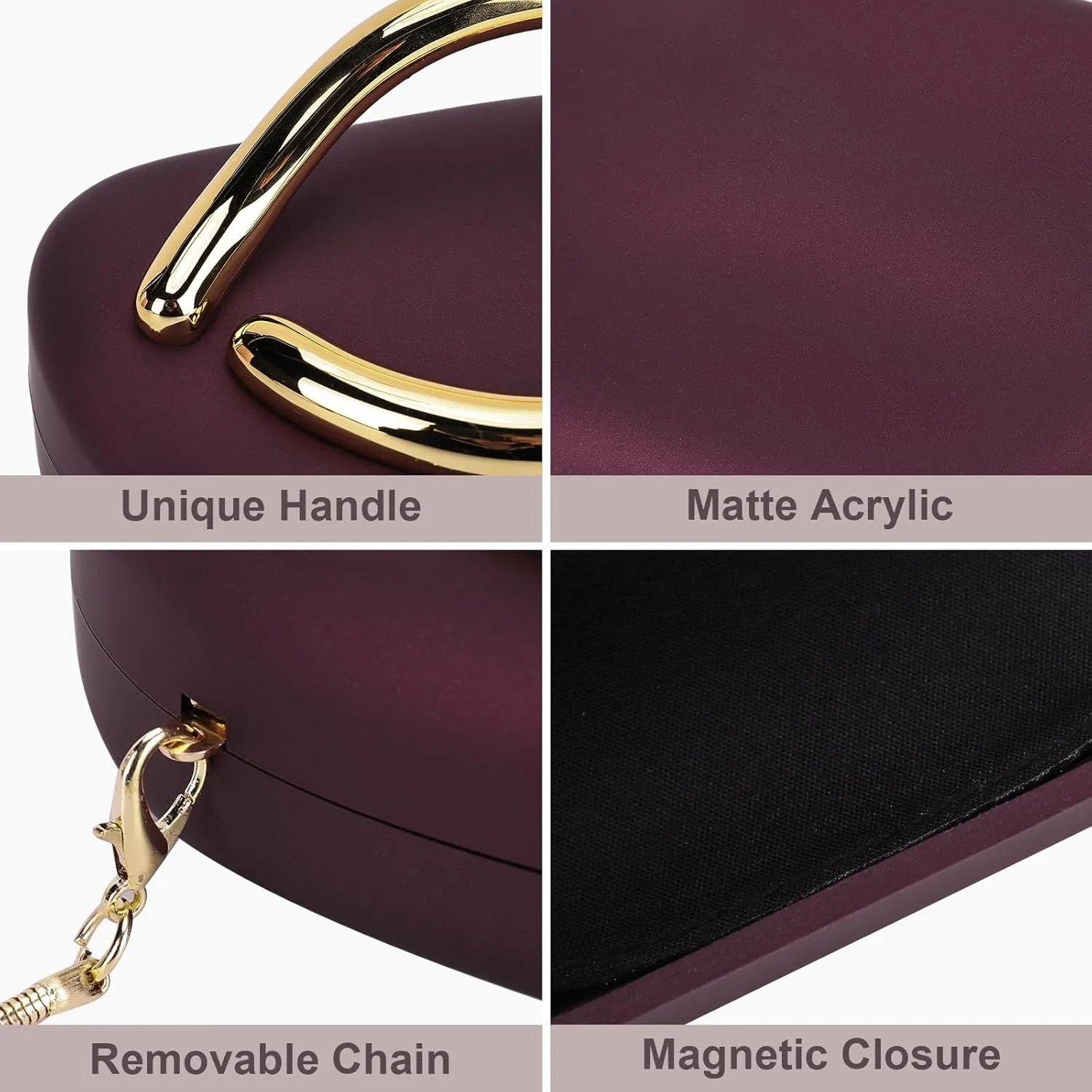Clutch Purse for Women Gold Metal Closure Burgundy Red Clutch Evening Bag Chain Crossbody Purse