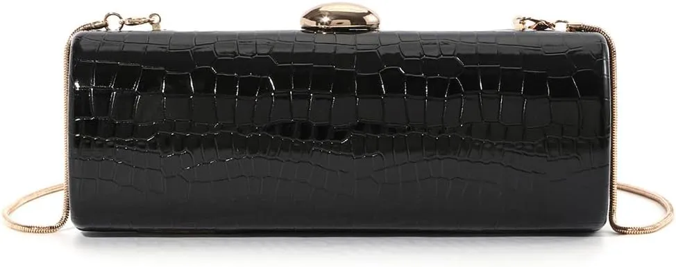 Clutch Purses for Women Vegan Leather Crossbody Bag Burgundy Crocodile Evening Purse with Chain