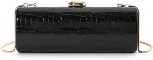 Clutch Purses for Women Vegan Leather Crossbody Bag Burgundy Crocodile Evening Purse with Chain