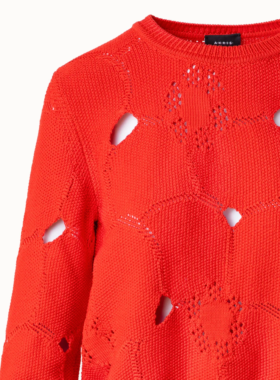 Cotton Stretch Knit Anemone Jacquard Sweater