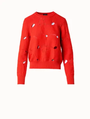 Cotton Stretch Knit Anemone Jacquard Sweater