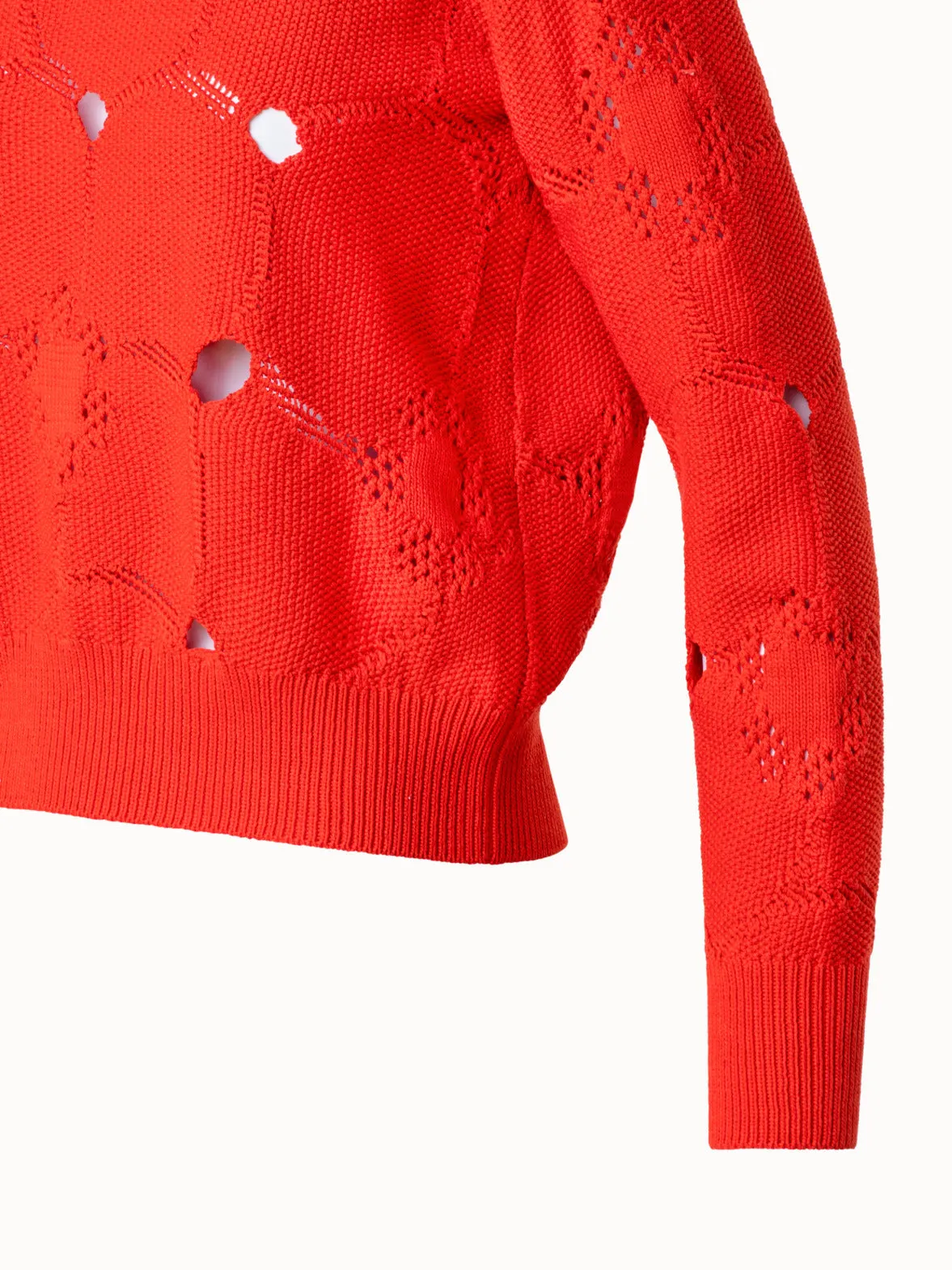 Cotton Stretch Knit Anemone Jacquard Sweater