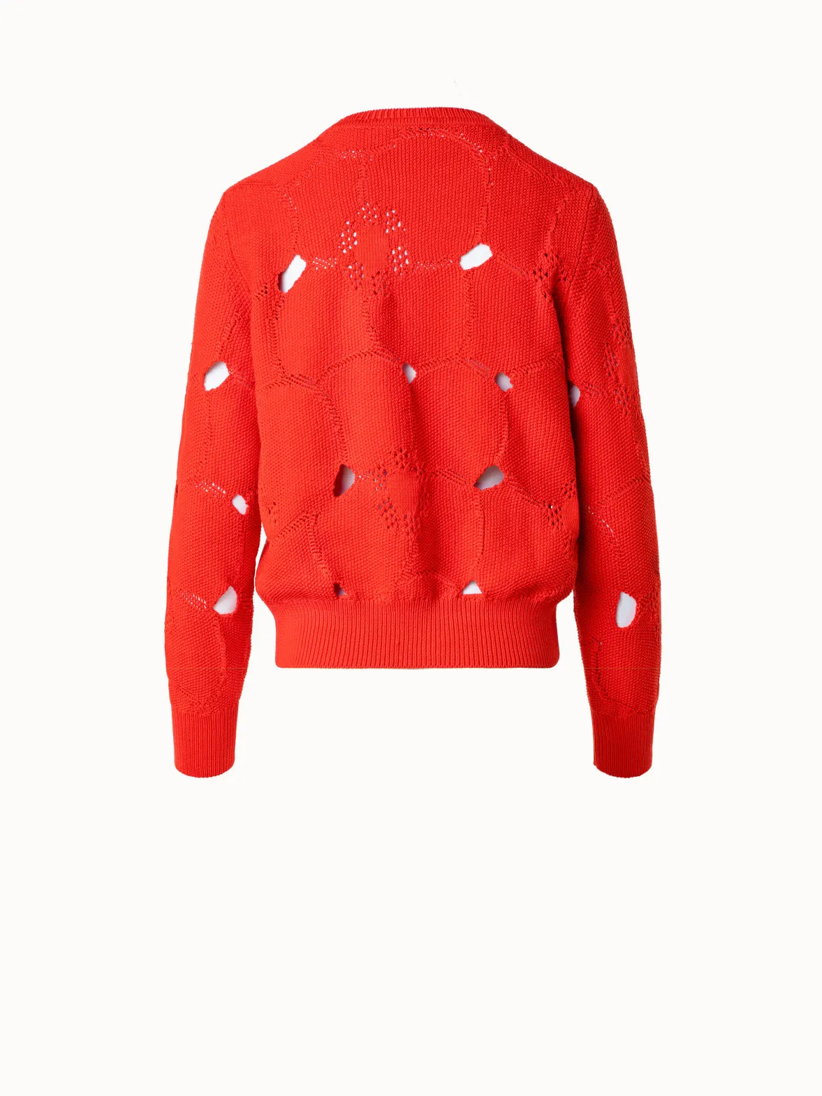 Cotton Stretch Knit Anemone Jacquard Sweater