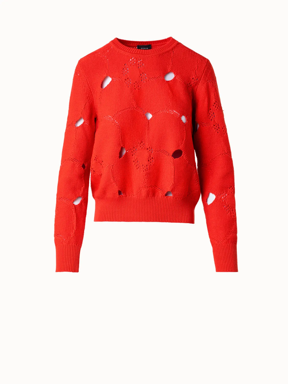 Cotton Stretch Knit Anemone Jacquard Sweater