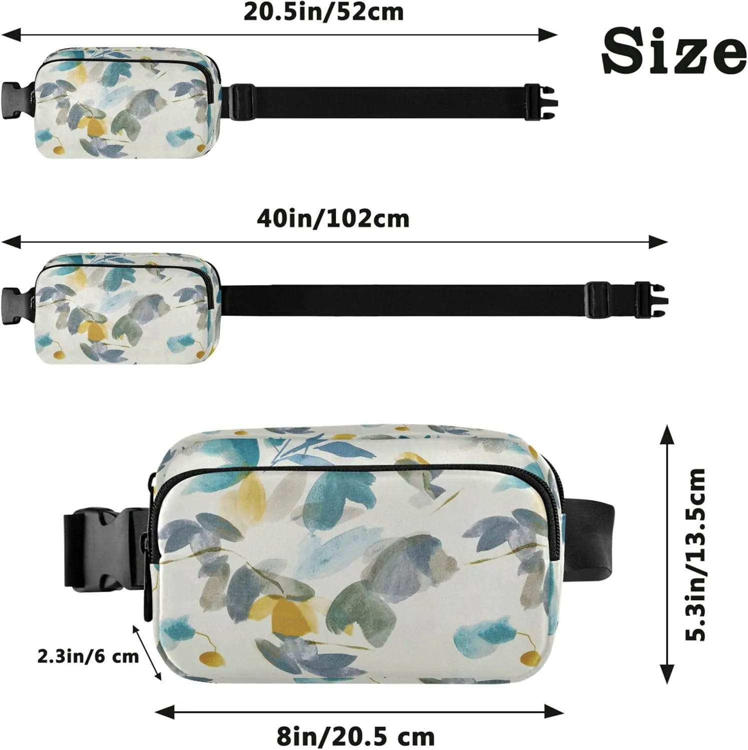 Custom Flower Abstract Floral Women Fanny Pack Hiking Hip Pack Belt Bag Waterproof Travel Waist Pouch