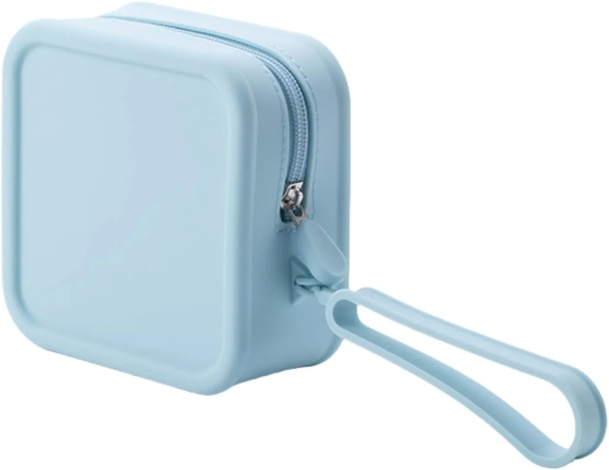 Cute Waterproof Silicone Makeup Bag for Travel, Aesthetic Silicone Toiletry Bag Cosmetic Pouch Women Men (Blue, M)