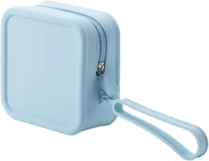 Cute Waterproof Silicone Makeup Bag for Travel, Aesthetic Silicone Toiletry Bag Cosmetic Pouch Women Men (Blue, M)