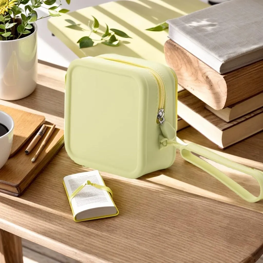 Cute Waterproof Silicone Makeup Bag for Travel, Aesthetic Silicone Toiletry Bag Cosmetic Pouch Women Men (Green, M)