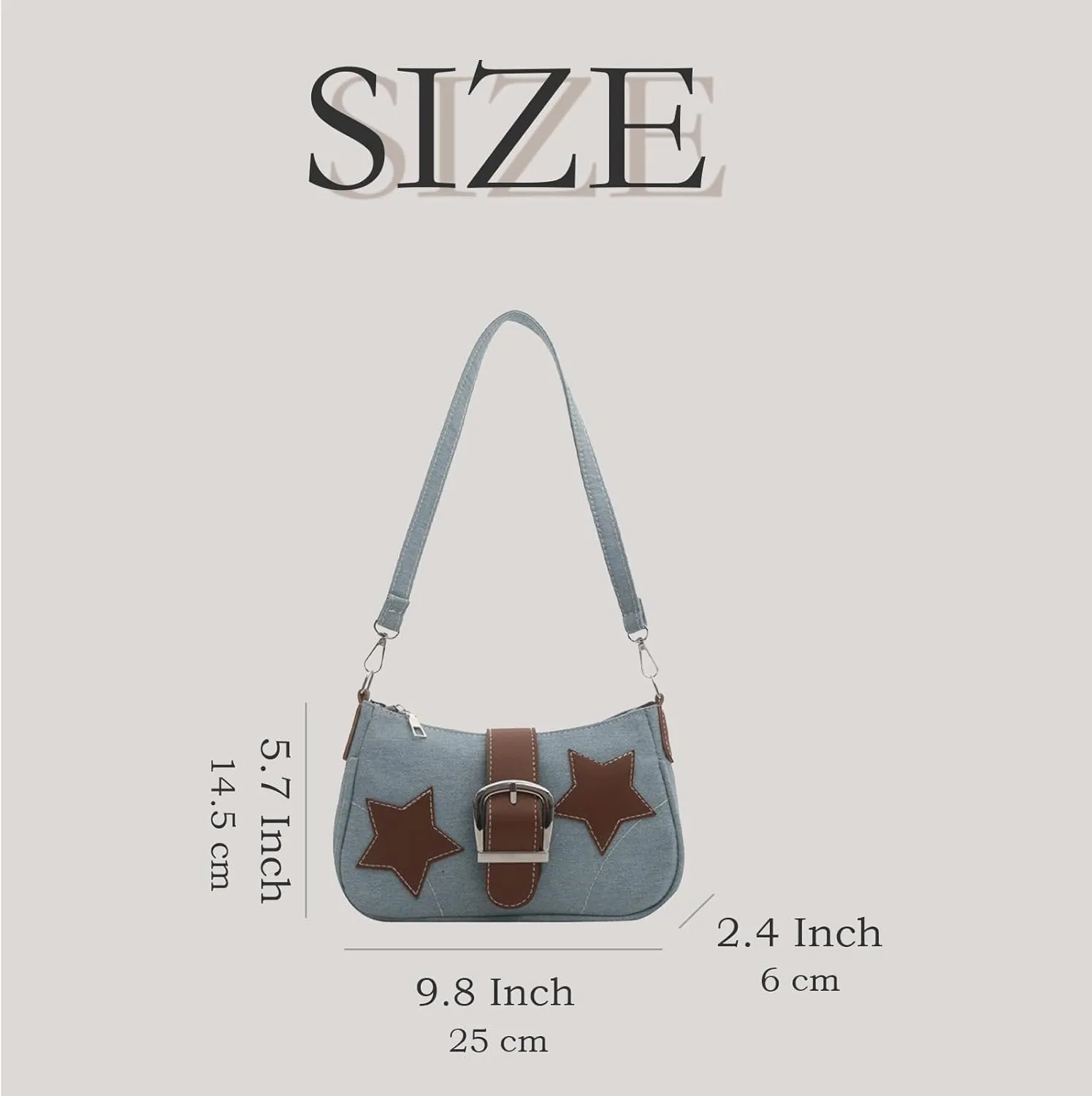Denim Handbag Y2K Star Print Crossbody Bag Chic Gothic Vintage Trendy Bucket Bag for Women
