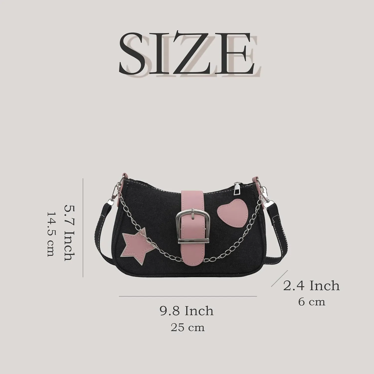 Denim Handbag Y2K Star Print Crossbody Bag Chic Gothic Vintage Trendy Bucket Bag for Women