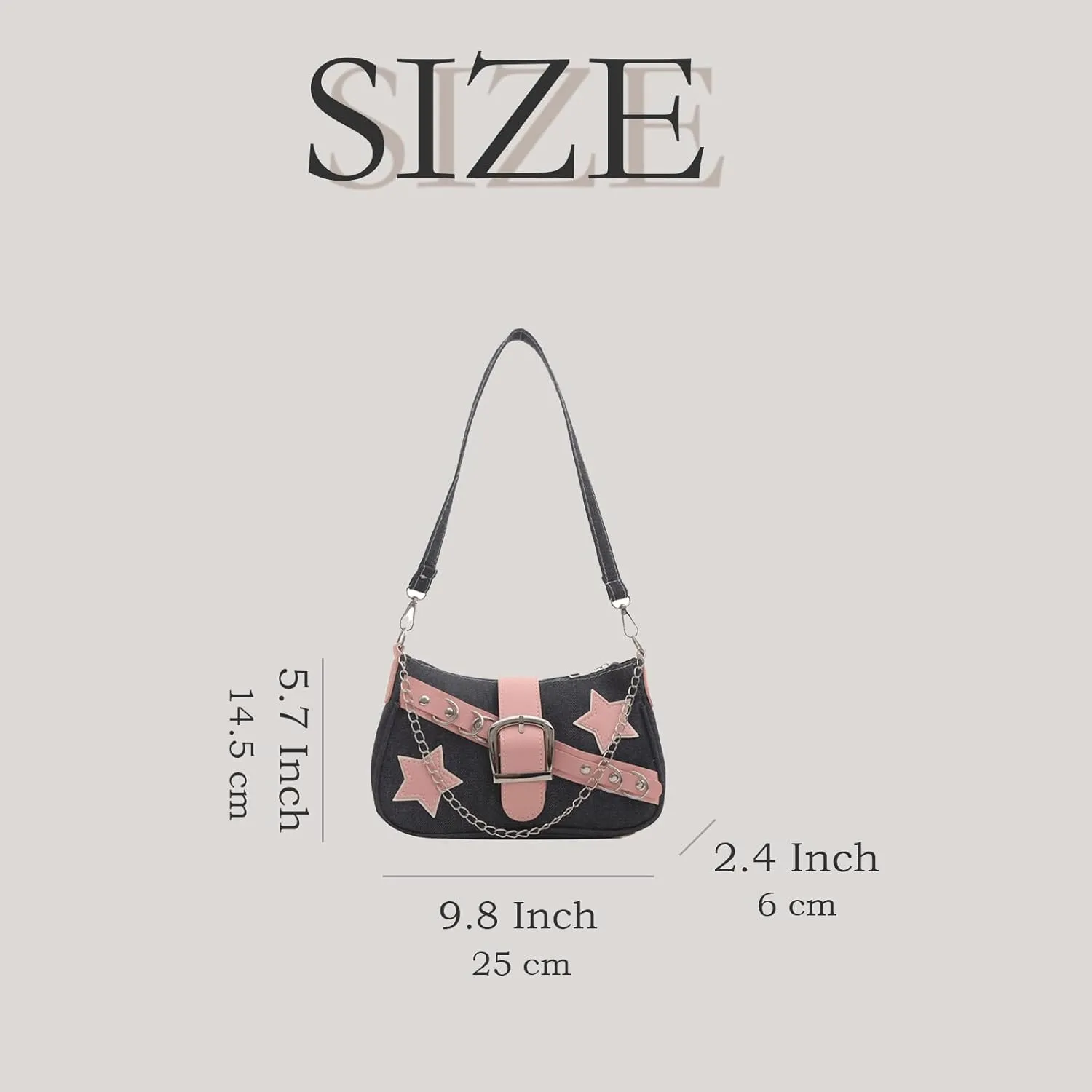 Denim Handbag Y2K Star Print Crossbody Bag Chic Gothic Vintage Trendy Bucket Bag for Women