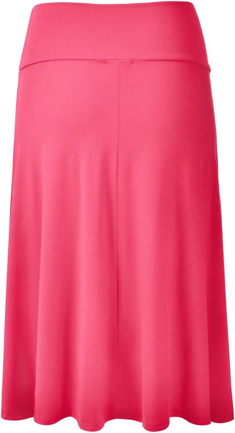 EIMIN Women's Solid Flared Lightweight Elastic Waist Classic Midi Skirt (S-3XL)