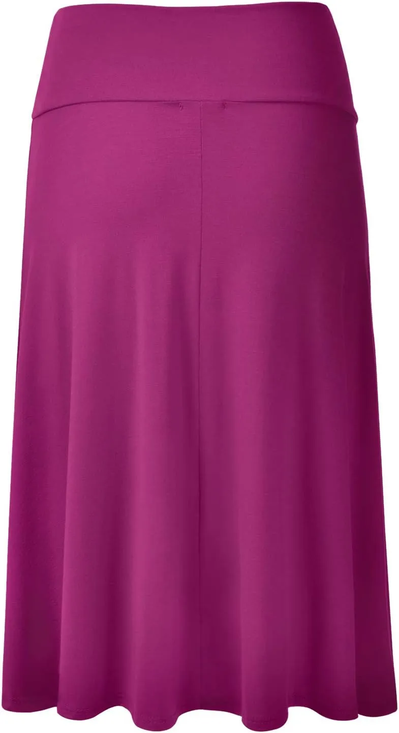 EIMIN Women's Solid Flared Lightweight Elastic Waist Classic Midi Skirt (S-3XL)