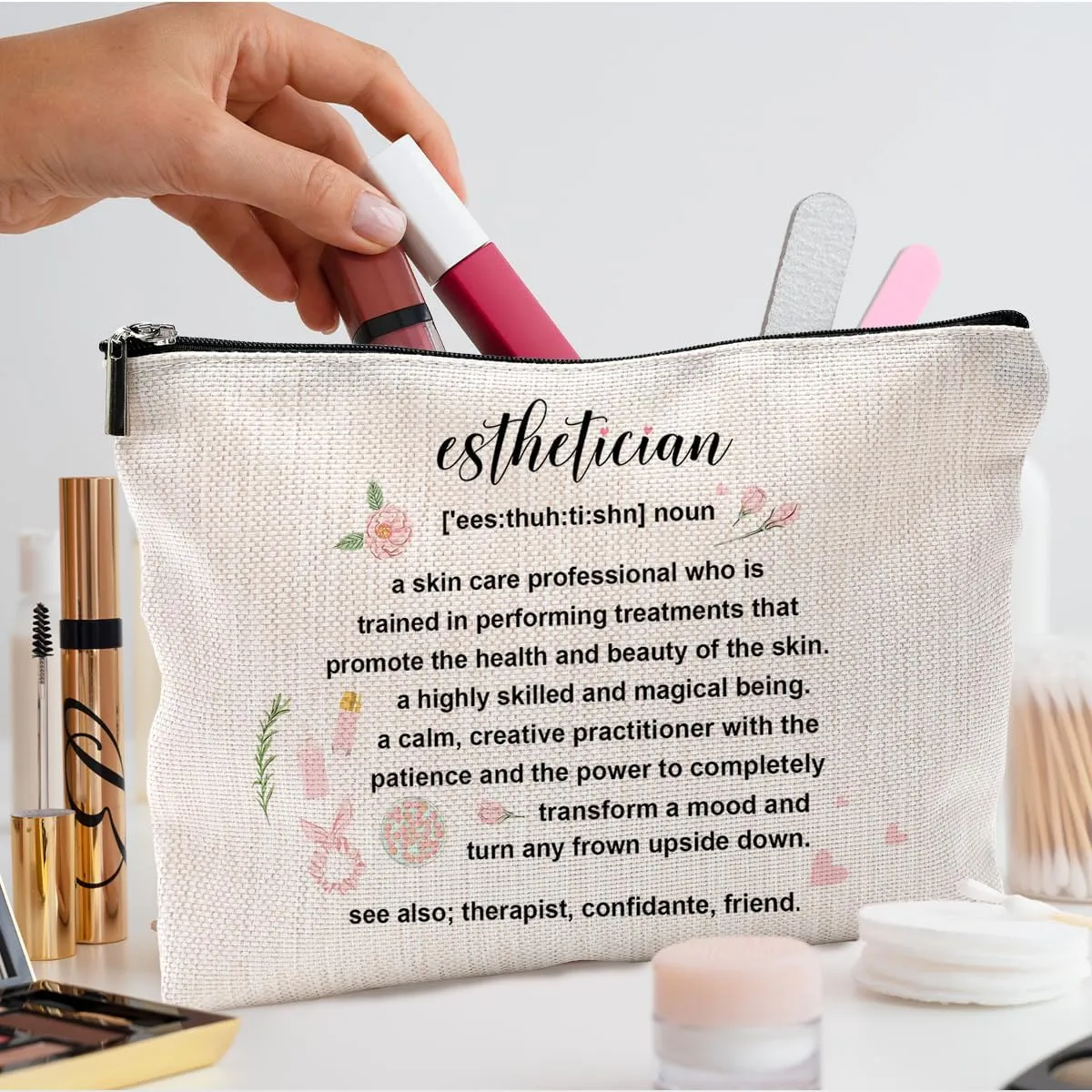 Esthetician Makeup Bag, Esthetician Supplies, Esthetician Gifts, Beautician Gifts, Esthetician Graduation Gifts, Beauty Therapist Gifts, Cosmetologist Gift Cosmetic Bag Toiletry Bag