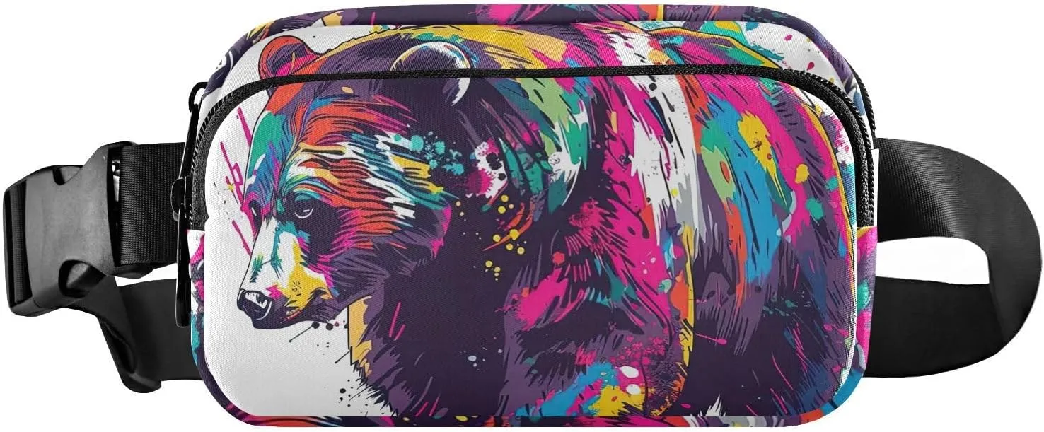 Fanny Pack Colorful Bear Abstruct Hip Bag Belt Bag for Women Man Fashion Waist Pack Water-repellent Crossbody Bag for Halloween Costumes Running Hiking Jogging Travel Sport