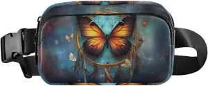 Fanny Pack Orange Butterfly Galaxy Hip Bag Belt Bag for Women Man Fashion Waist Pack Water-repellent Crossbody Bag for Halloween Costumes Running Hiking Jogging Travel Sport