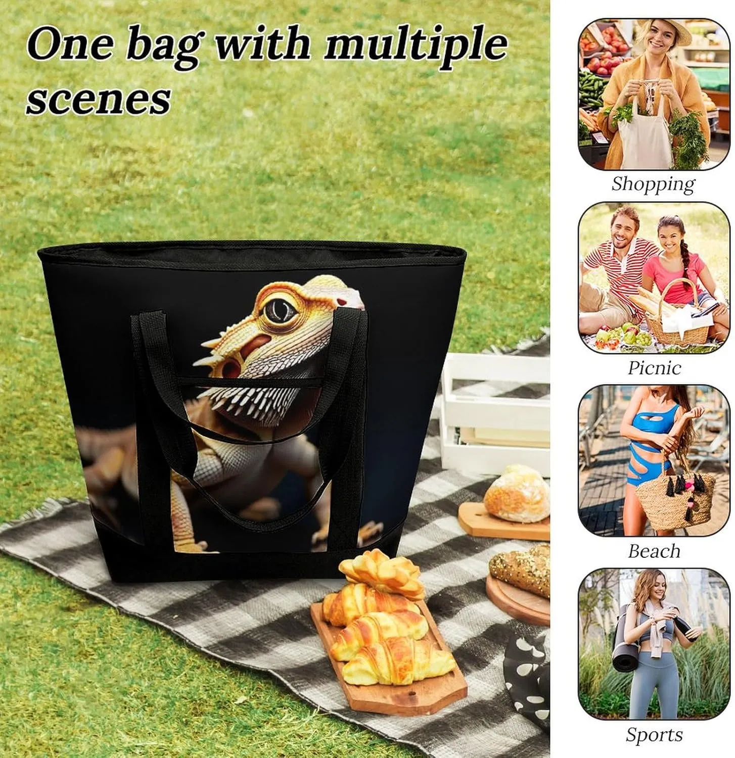 Fashionable Commuter Tote Bag Large Insulated Work Handbag