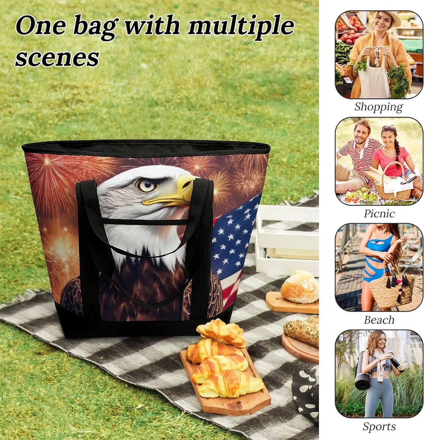 Fashionable Commuter Tote Bag Large Insulated Work Handbag