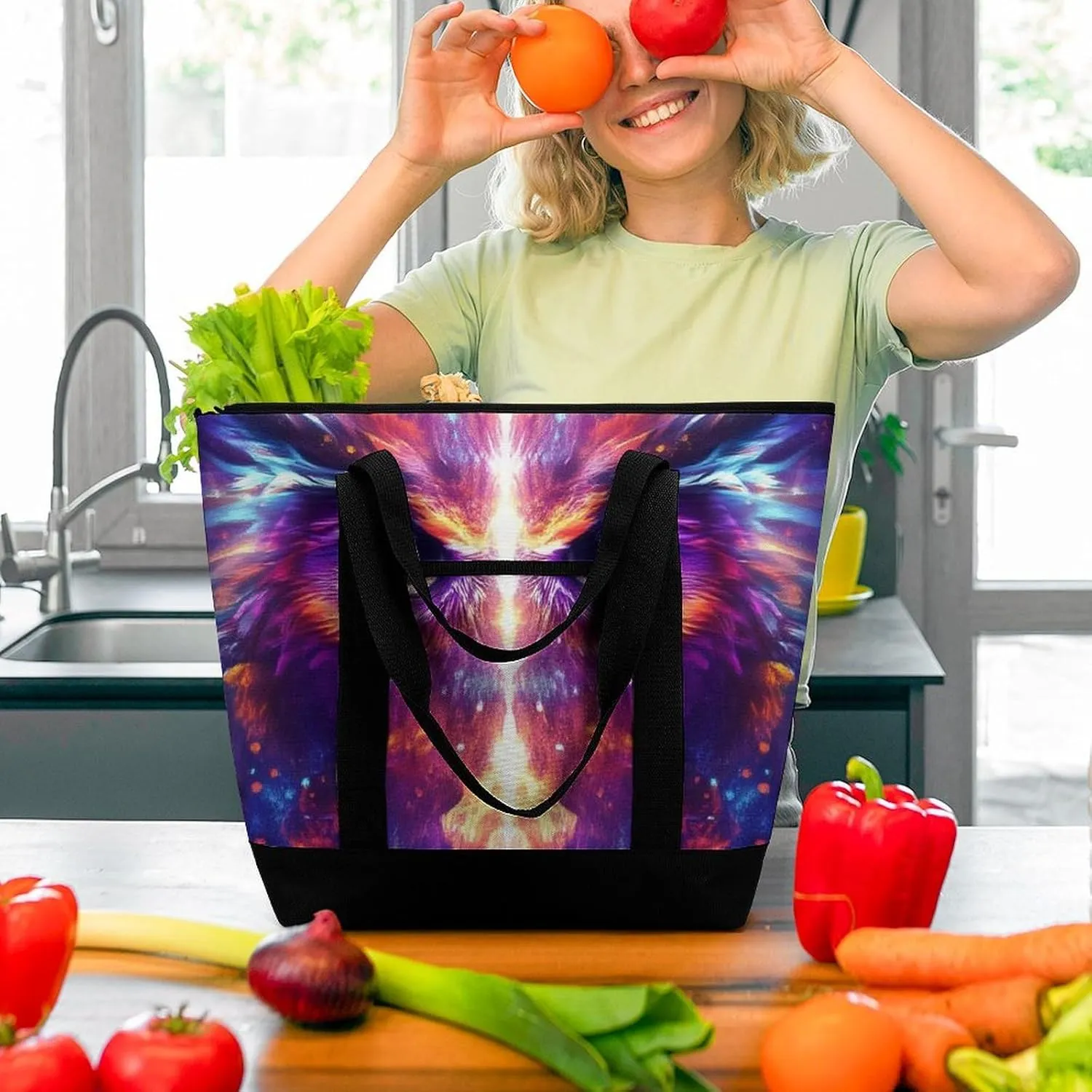 Fashionable Commuter Tote Bag Large Insulated Work Handbag